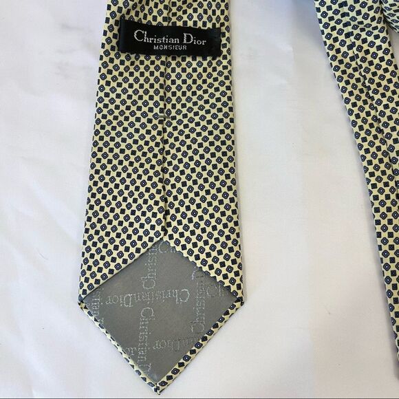 Lot of 2 Christian Dior Monsieur Silk Ties Mens Classic Necktie Yellow Red Blue - Picture 8 of 11